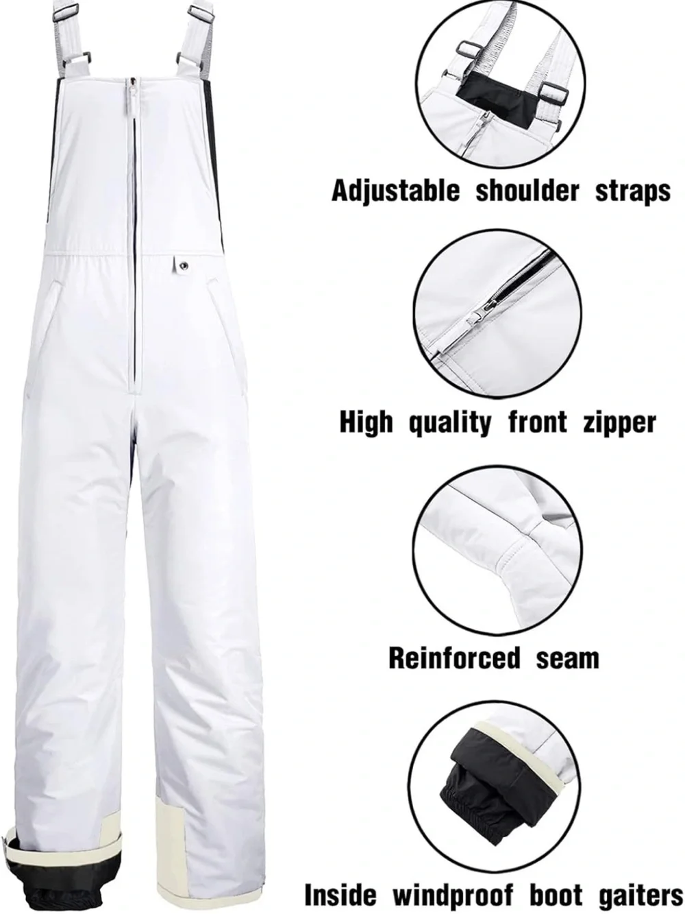 GEMYSE Men's Insulated Waterproof Ski Bib Overalls Winter Snowboarding Pants L